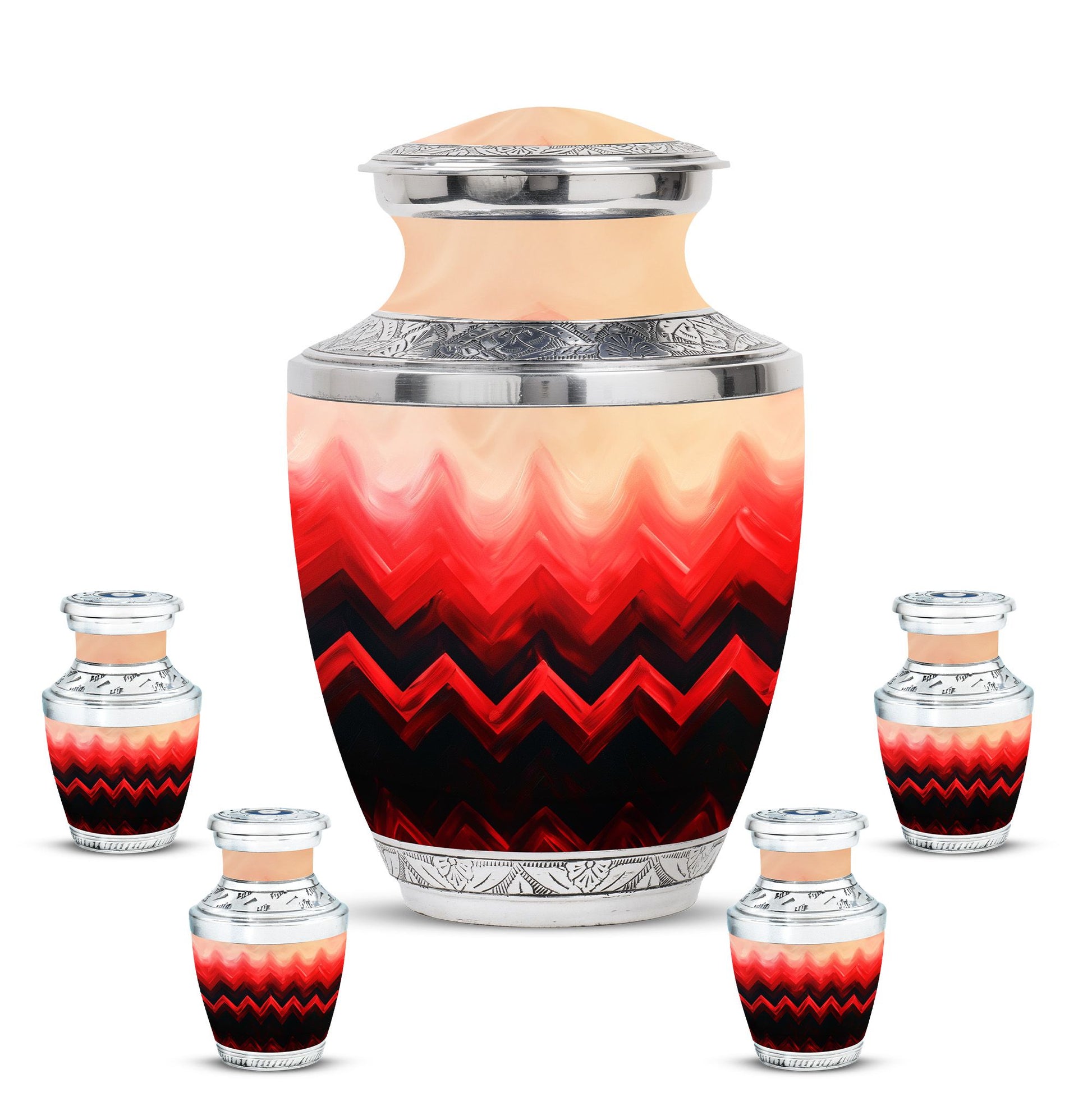 Zigzag Pattern Keepsake Urn For Ashes - Abstract Funeral Urn For Adults