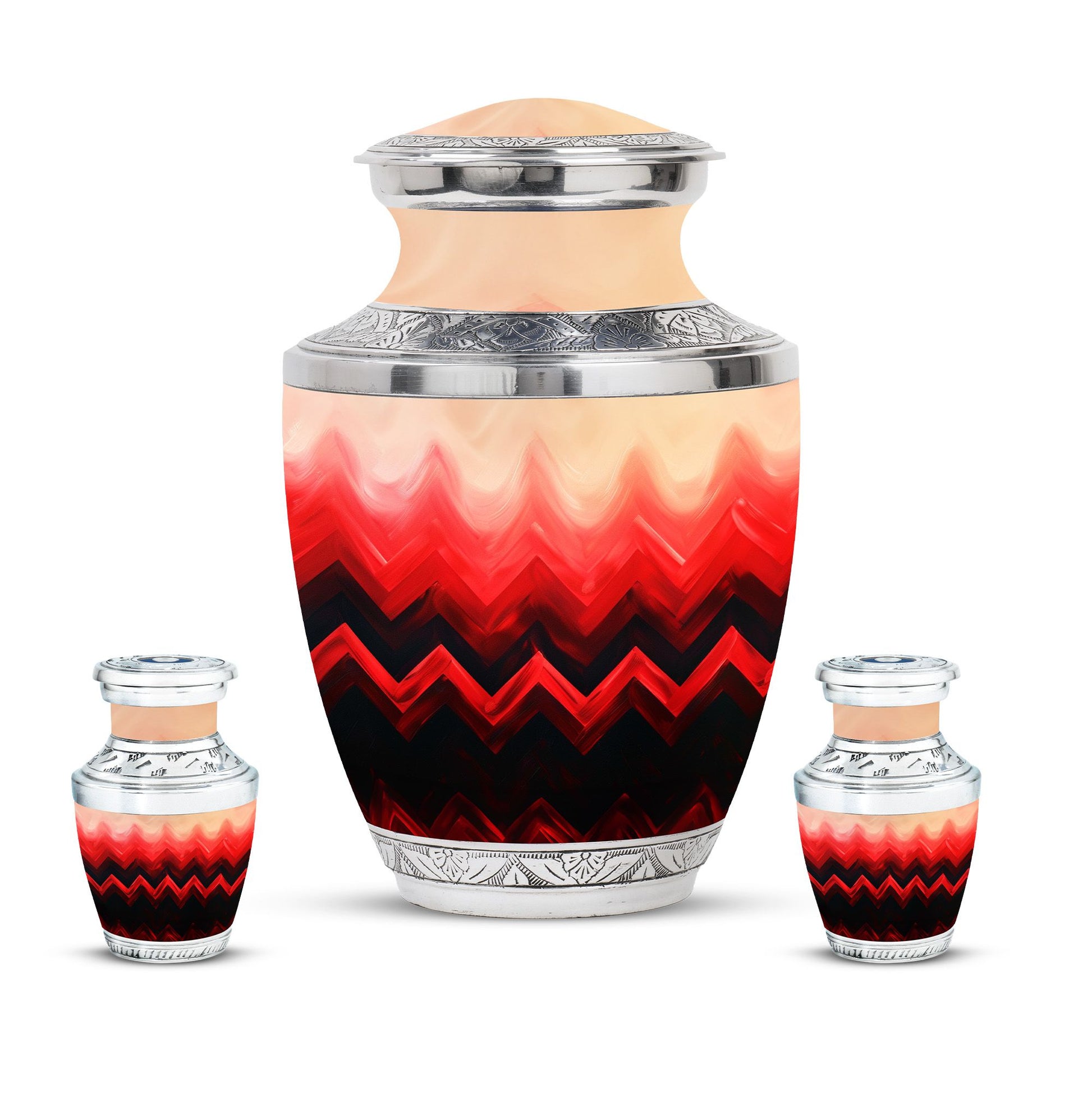 Zigzag Pattern Keepsake Urn For Ashes - Abstract Funeral Urn For Adults