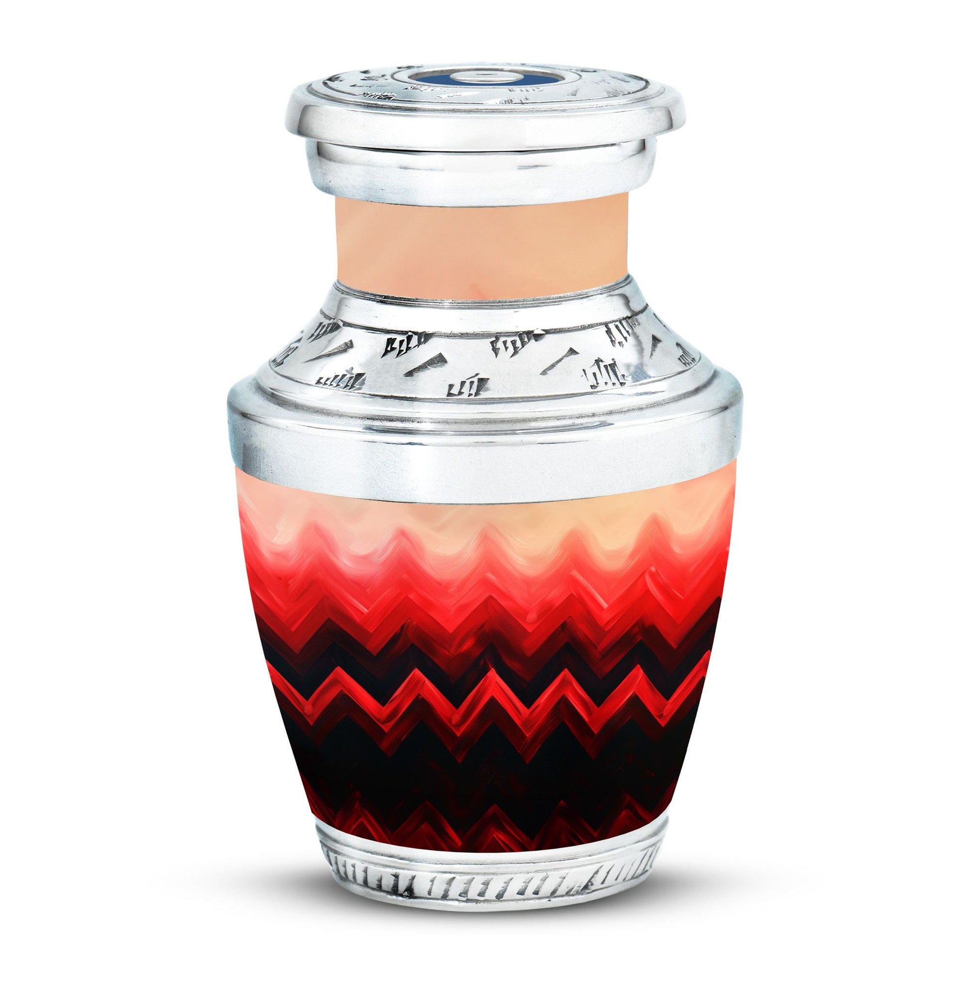 Zigzag Pattern Keepsake Urn For Ashes - Abstract Funeral Urn For Adults
