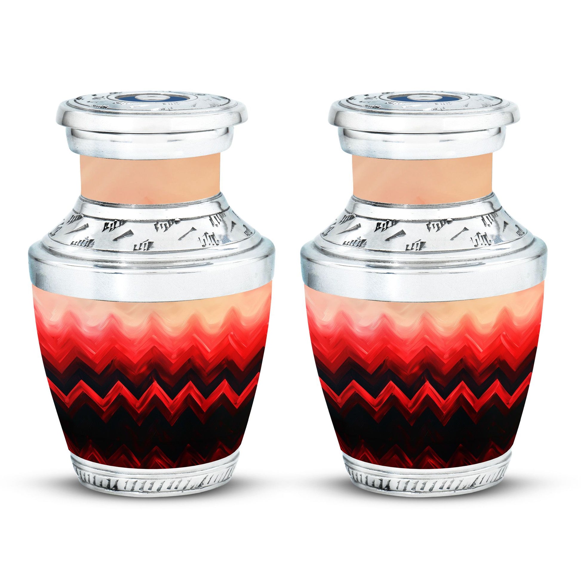 Zigzag Pattern Keepsake Urn For Ashes - Abstract Funeral Urn For Adults