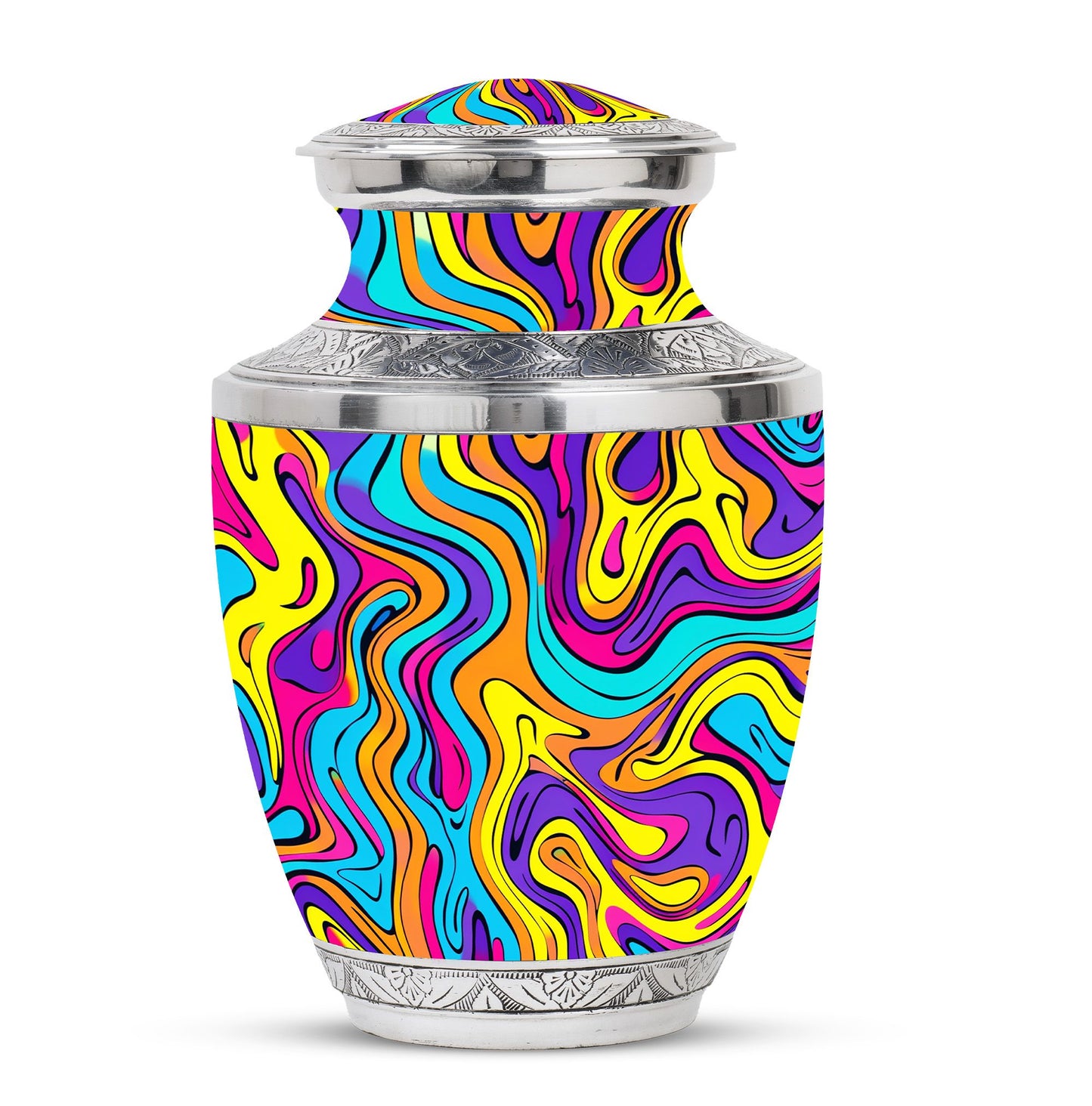 Colorful Personalized Artistic Cremation Urn for Human Ashes - 10-inch, 200 cu in - Yatskia