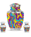 Artistic Swirly Pattern Urn For Ashes Memorial - Colorful Cremation Ashes Urn