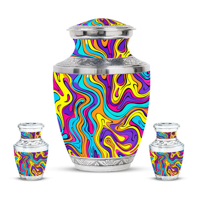 Colorful Personalized Artistic Cremation Urn for Human Ashes - 10-inch, 200 cu in - Yatskia
