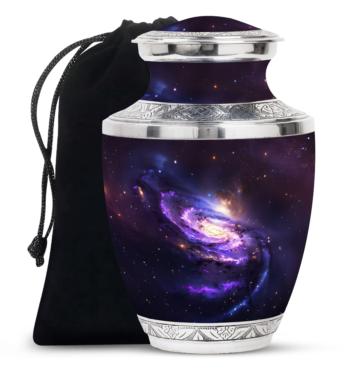 Purple Personalized Galaxy Memorial Urn for Human Ashes - 10-inch, 200 cu in - Yatskia