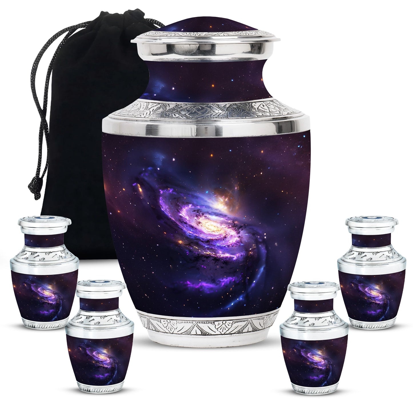 Purple Personalized Galaxy Memorial Urn for Human Ashes - 10-inch, 200 cu in - Yatskia