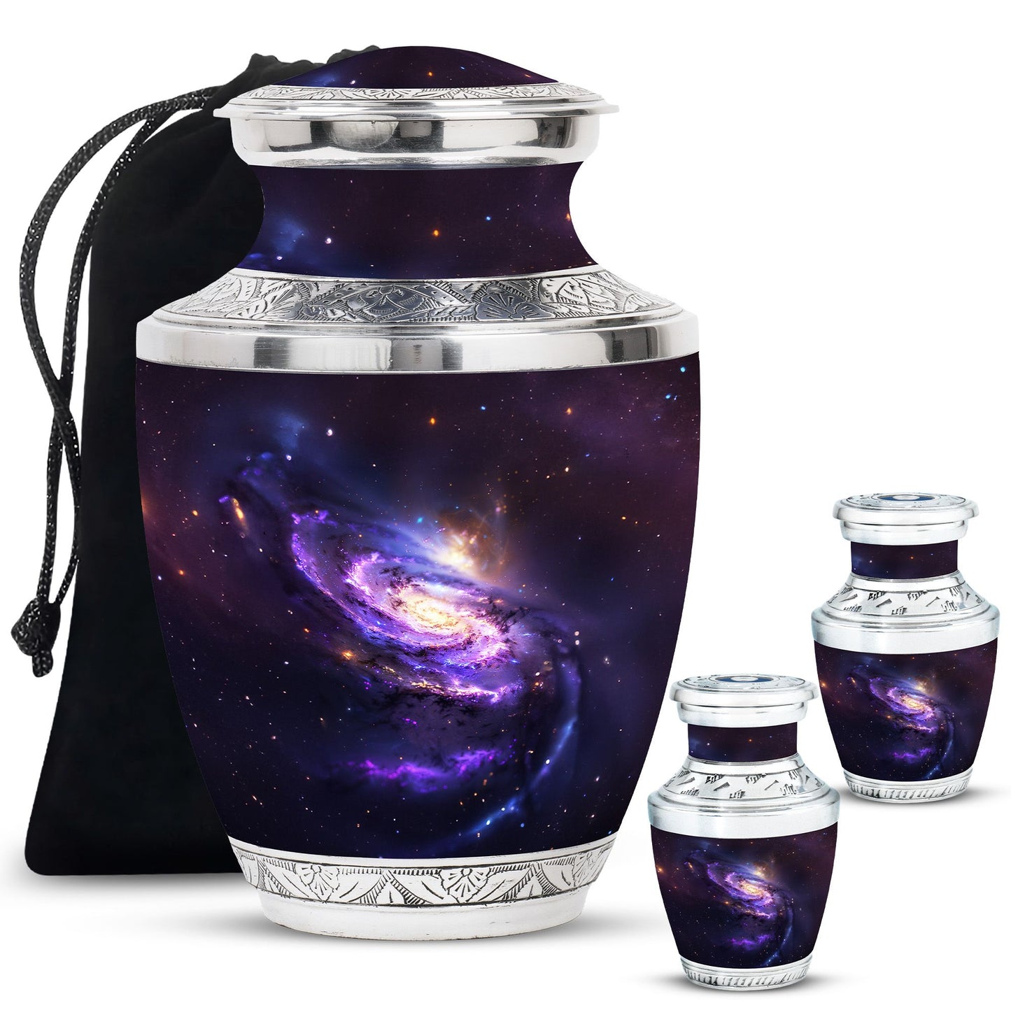 Purple Personalized Galaxy Memorial Urn for Human Ashes - 10-inch, 200 cu in - Yatskia