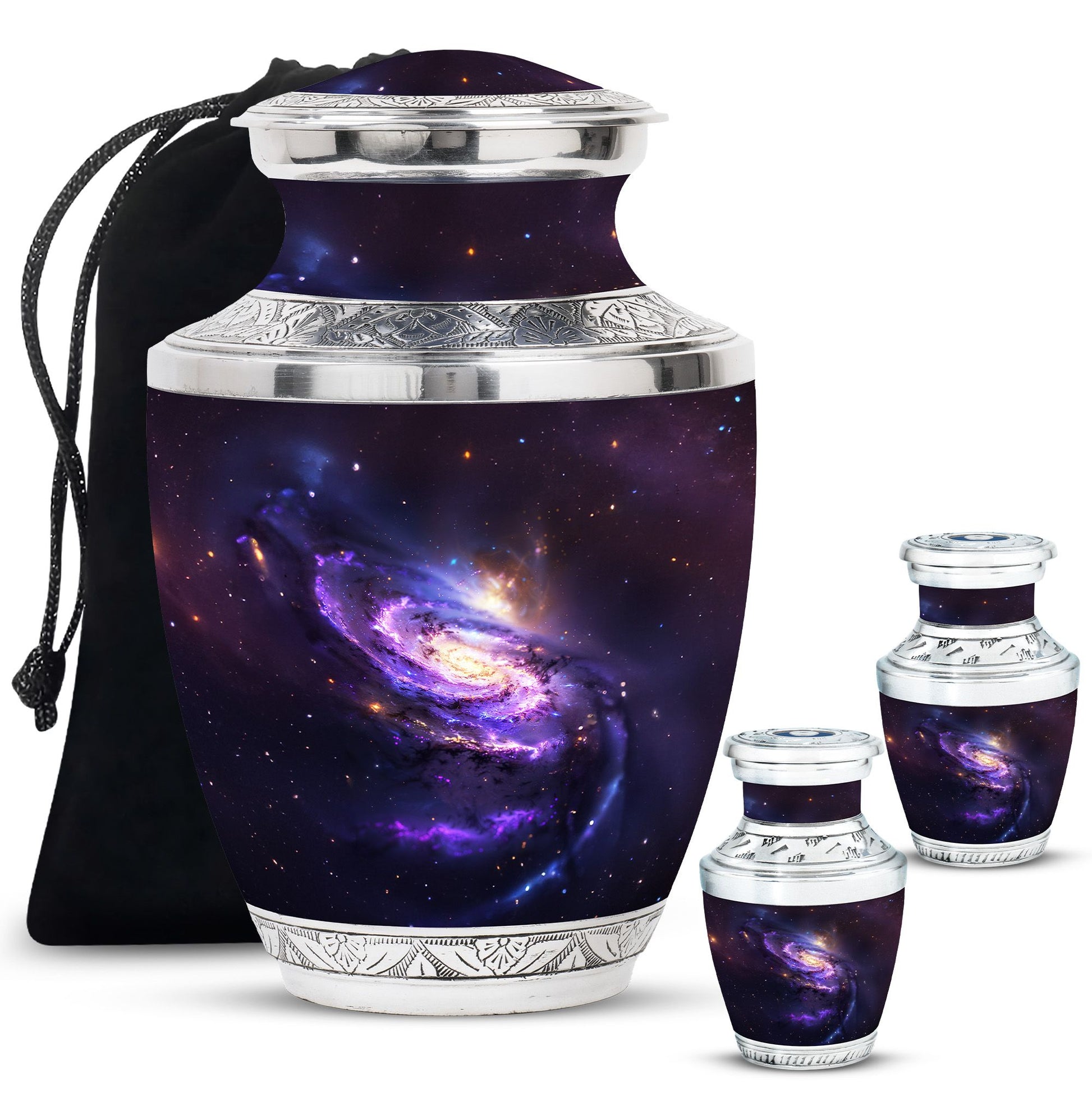 Purple Galaxy Memorial Urn For Funeral - Vast Galaxy Urn For Ashes