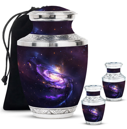 Purple Personalized Galaxy Memorial Urn for Human Ashes - 10-inch, 200 cu in - Yatskia