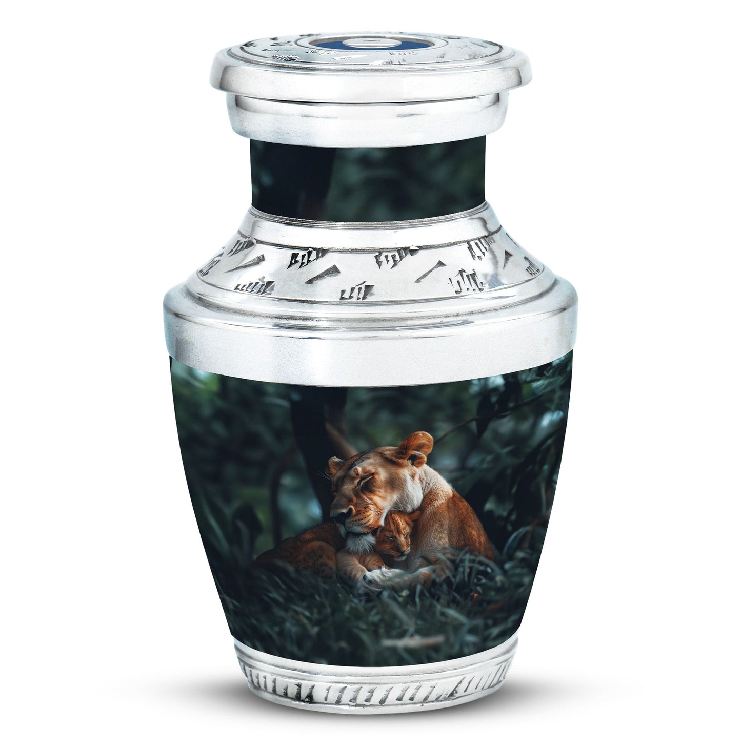 Lion Urn for Human Ashes with Lioness and Cub, Memorial Urn
