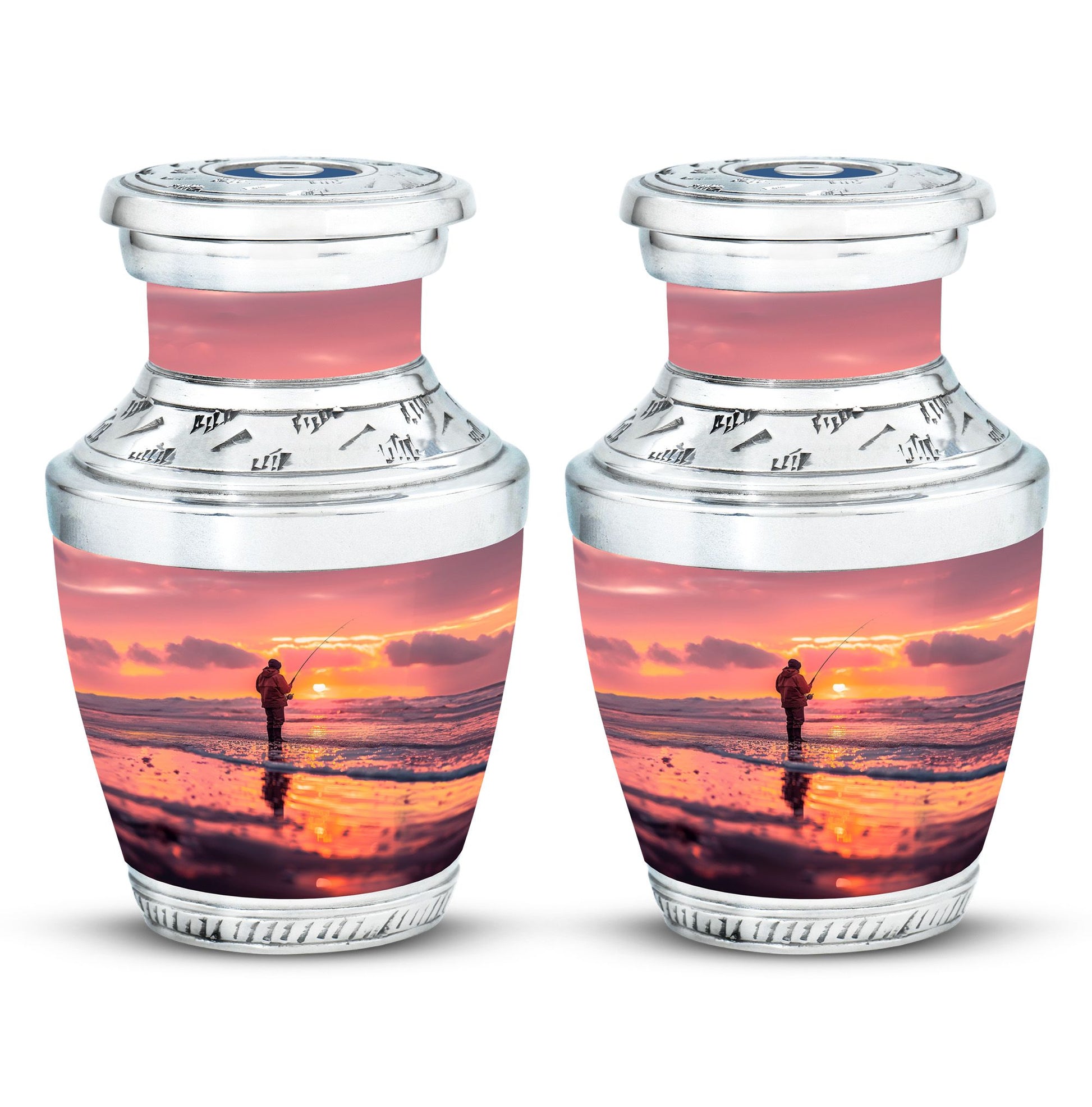 Ocean Fishing Cremation Urns For Ashes - Pink Memorial Urn For Father