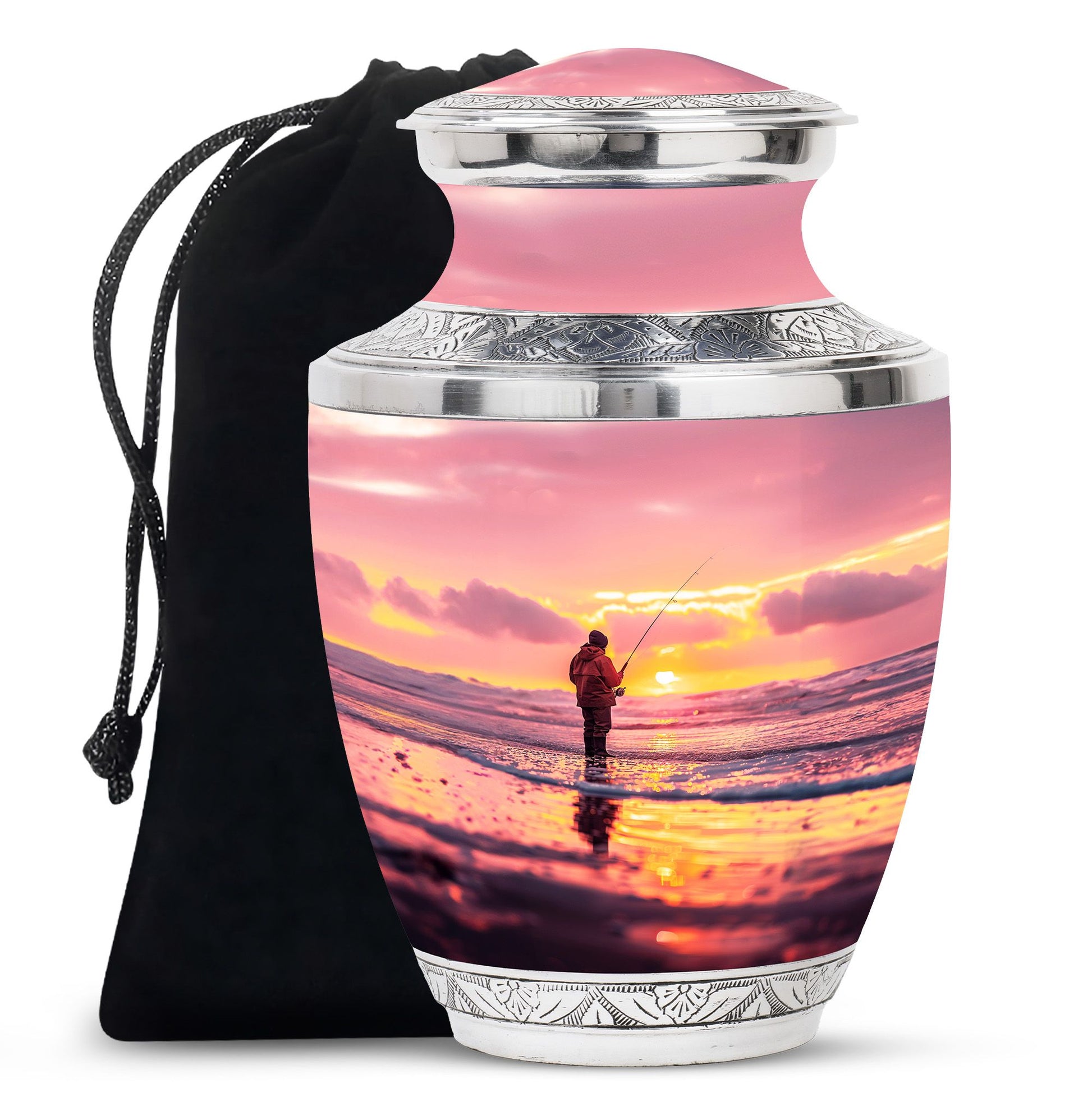 Ocean Fishing Cremation Urns For Ashes - Pink Memorial Urn For Father