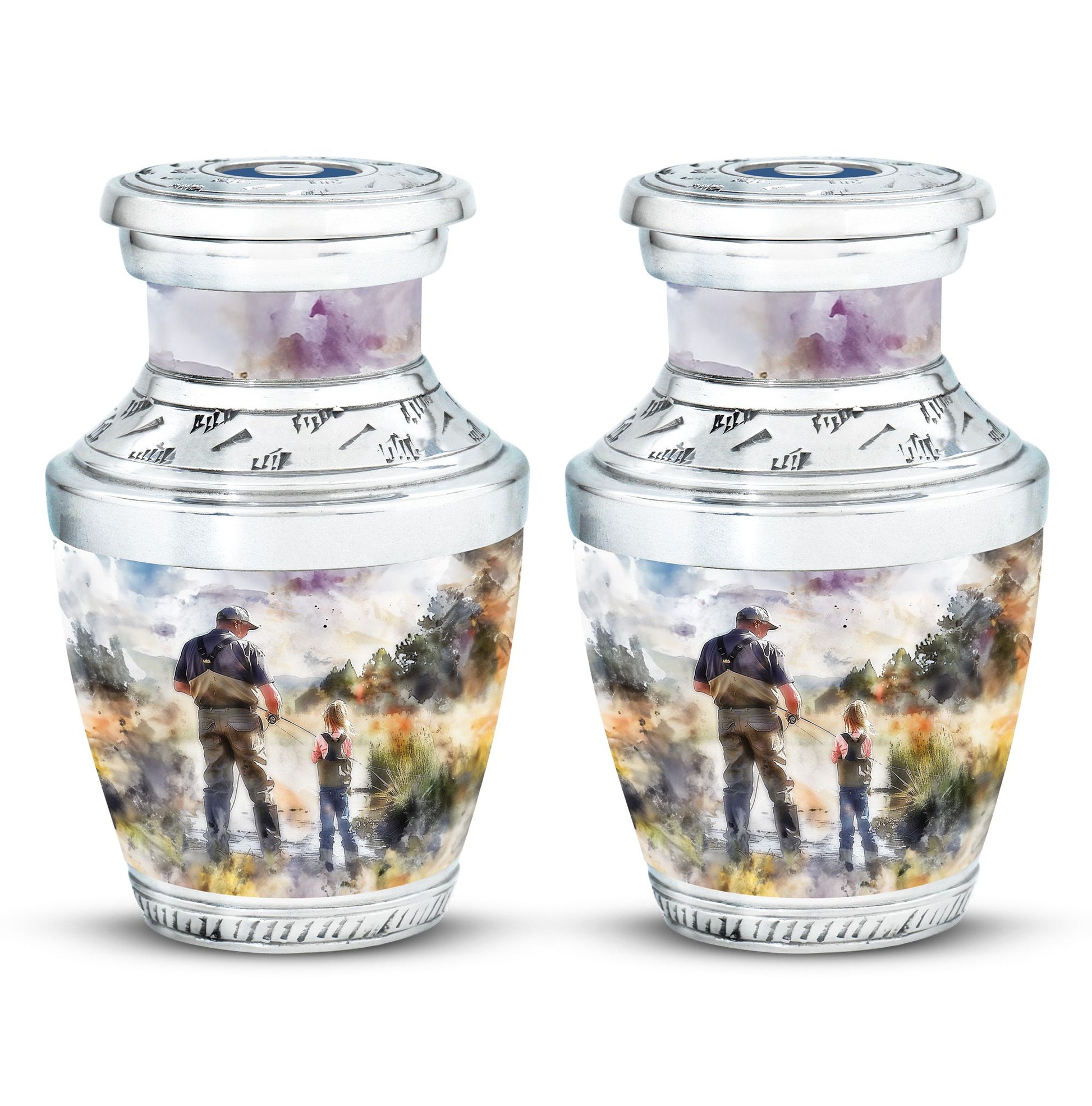 Artistic Fishing Cremation Ashes Urns - Father & Daughter Memorial Urn