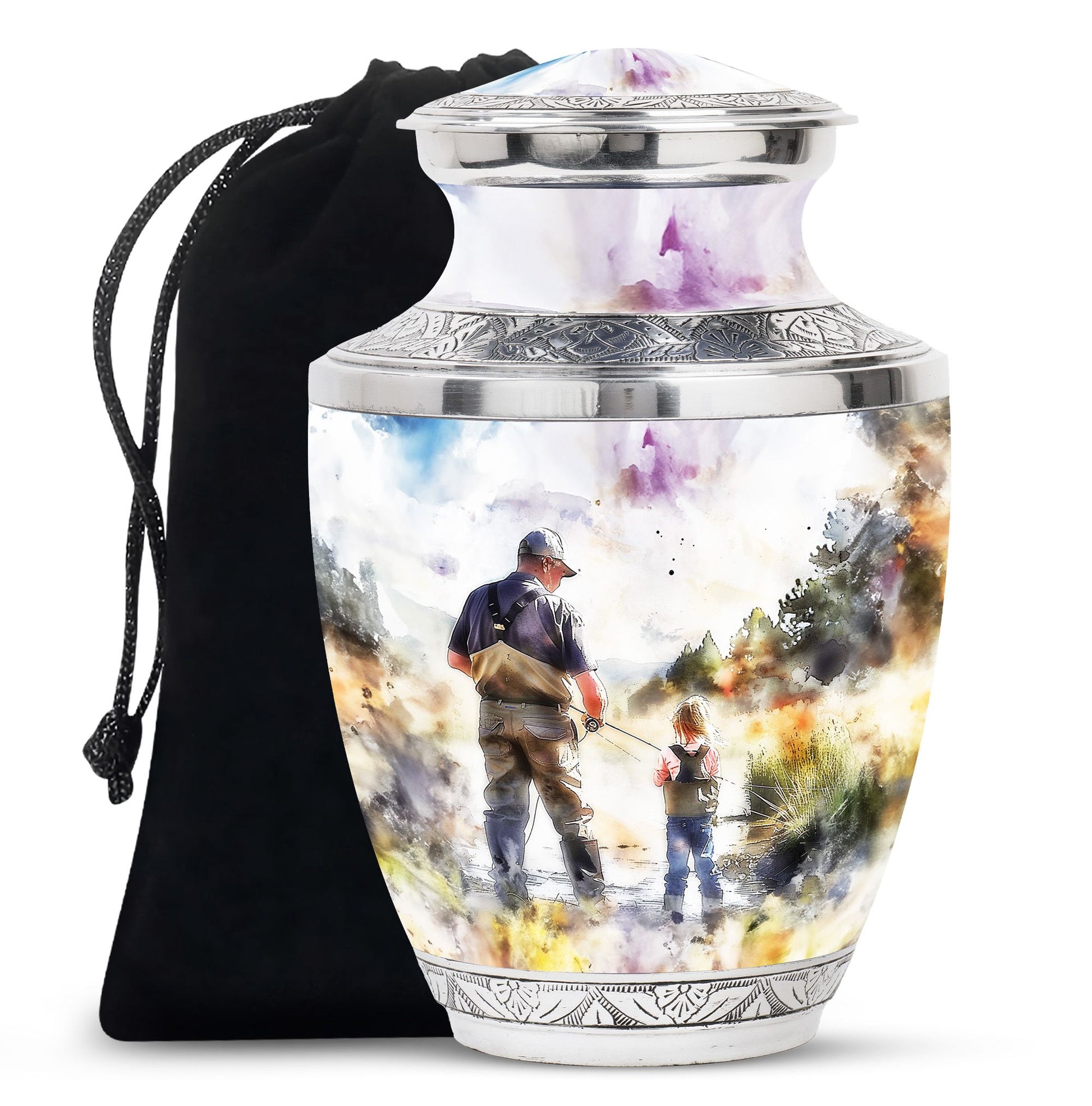 Artistic Fishing Cremation Ashes Urns - Father & Daughter Memorial Urn