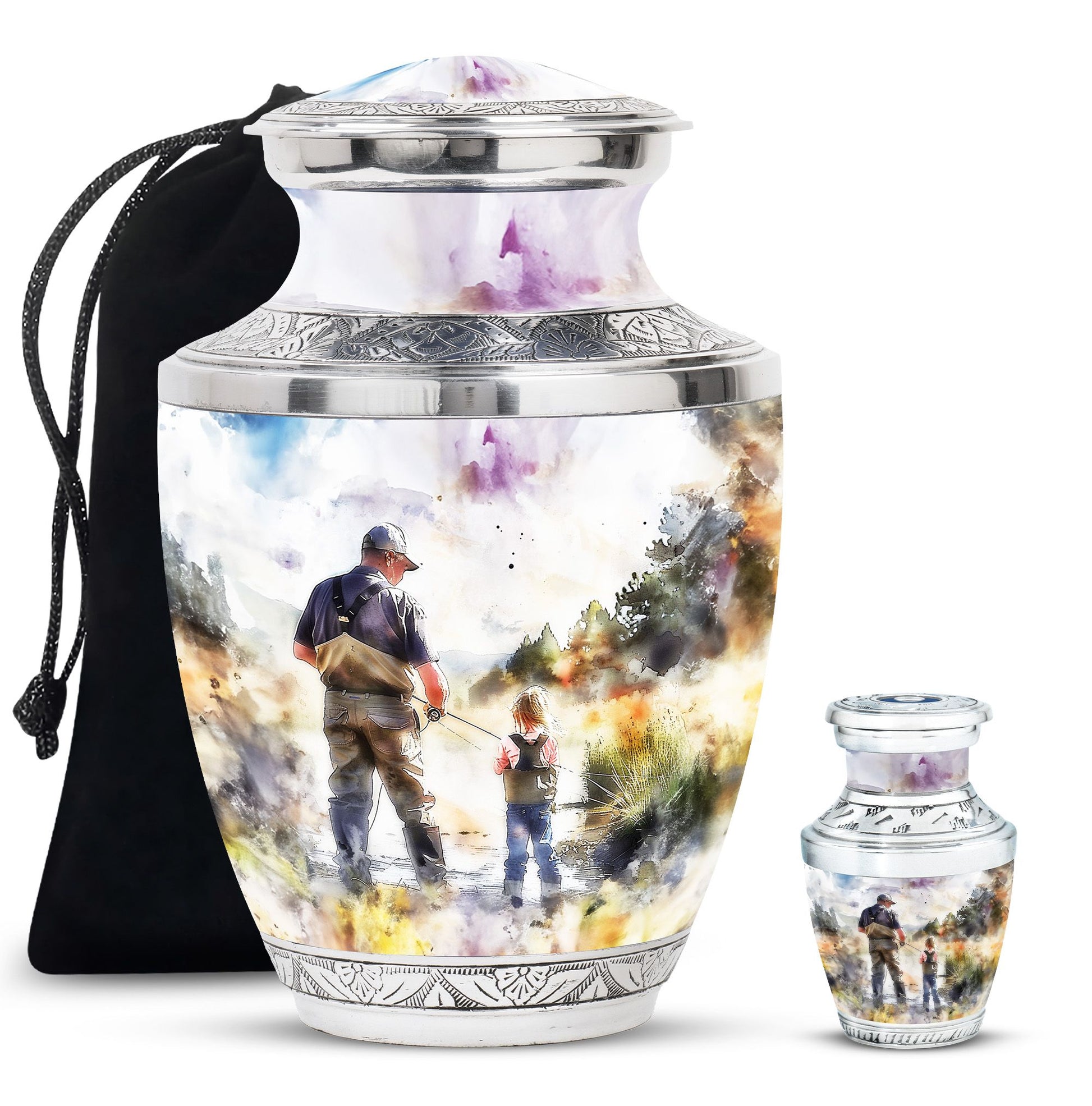 Artistic Fishing Cremation Ashes Urns - Father & Daughter Memorial Urn