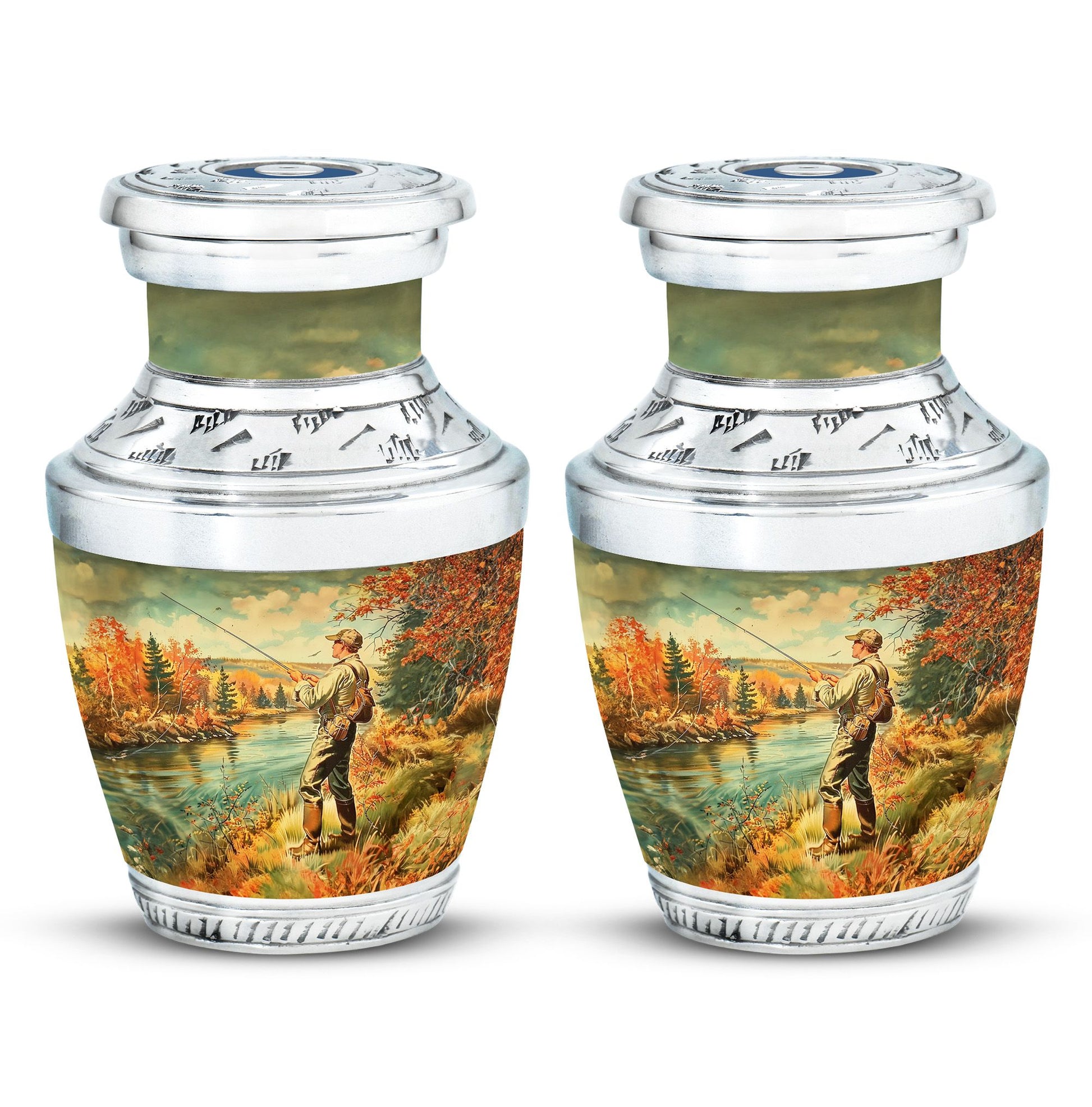 Artistic Fishing Memorial Urns Cremation Ashes - Large Urn For Mom & Dad