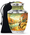 Artistic Fishing Memorial Urns Cremation Ashes - Large Urn For Mom & Dad