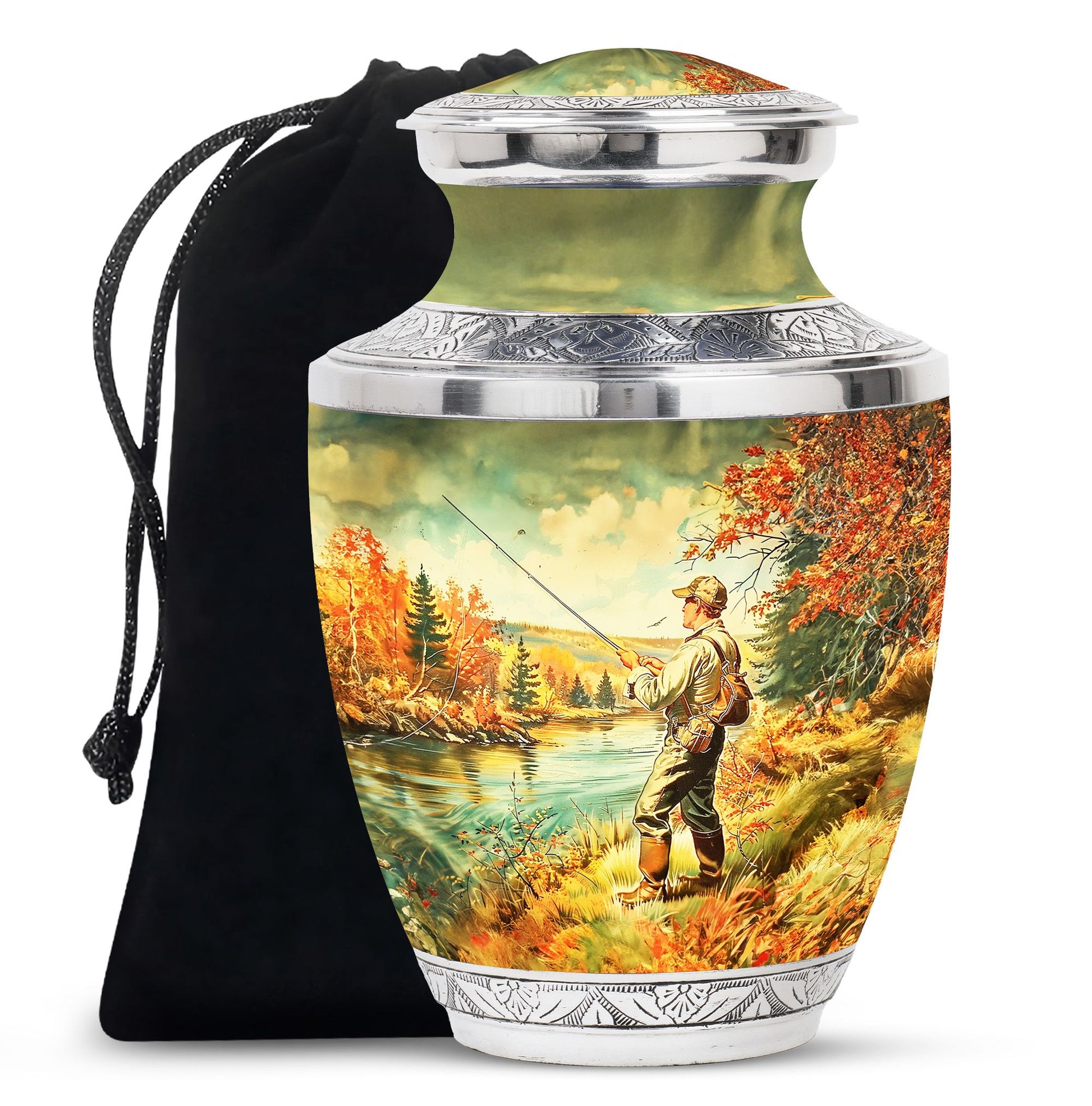 Artistic Fishing Memorial Urns Cremation Ashes - Large Urn For Mom & Dad