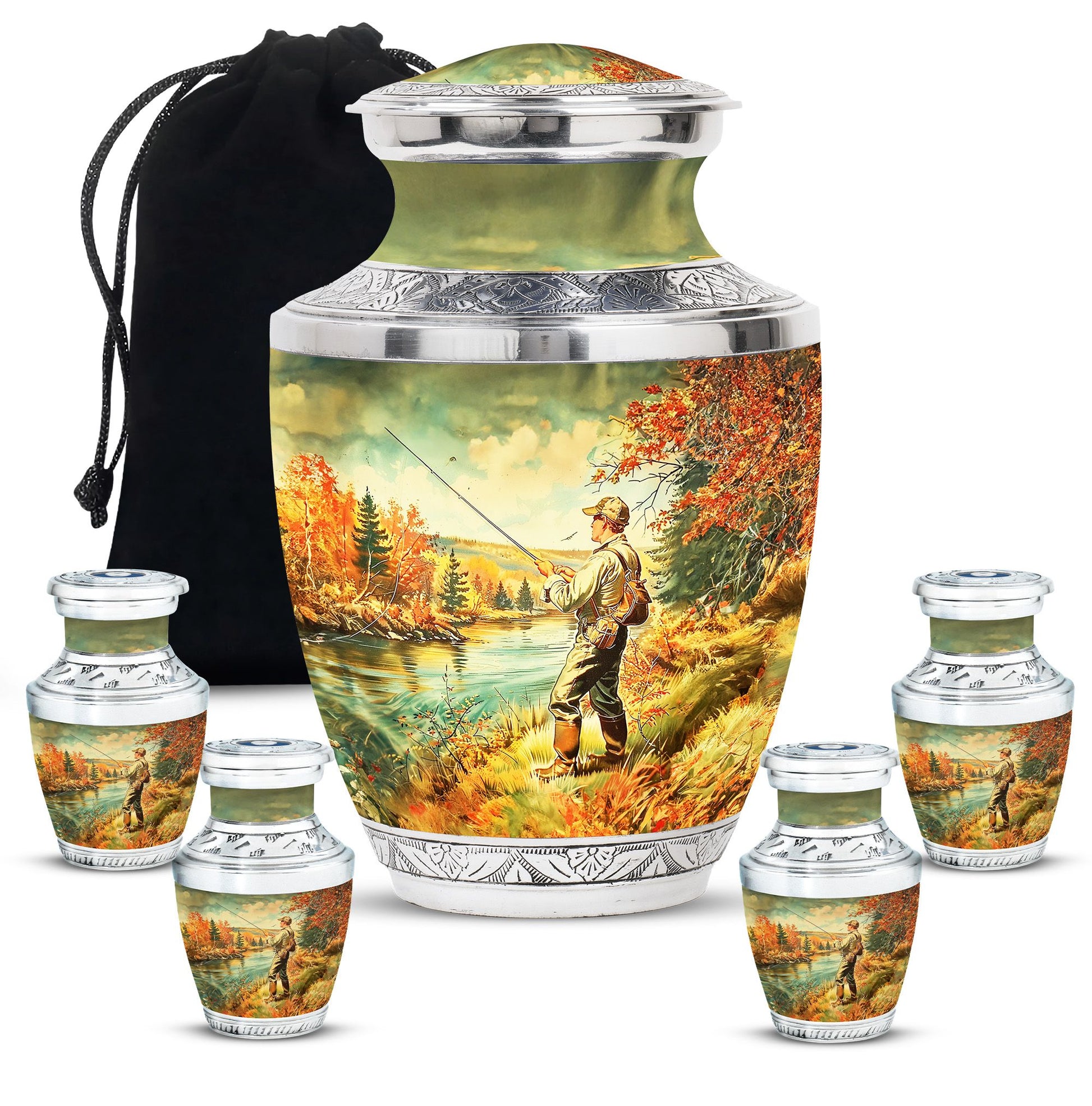 Artistic Fishing Memorial Urns Cremation Ashes - Large Urn For Mom & Dad