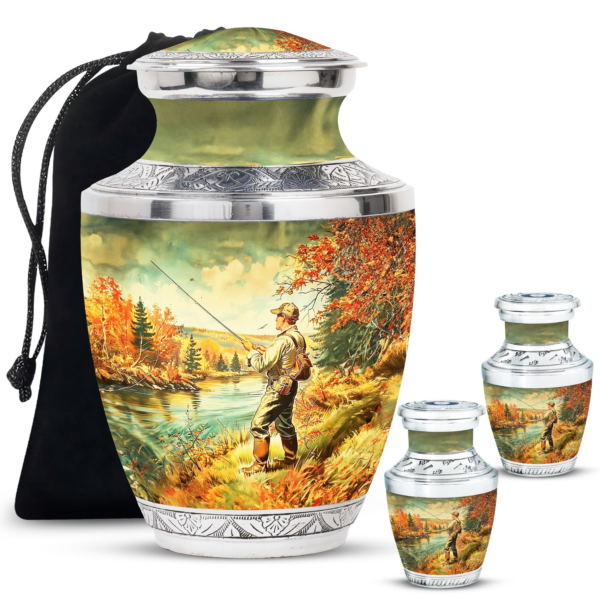 Artistic Fishing Memorial Urns Cremation Ashes - Large Urn For Mom & Dad