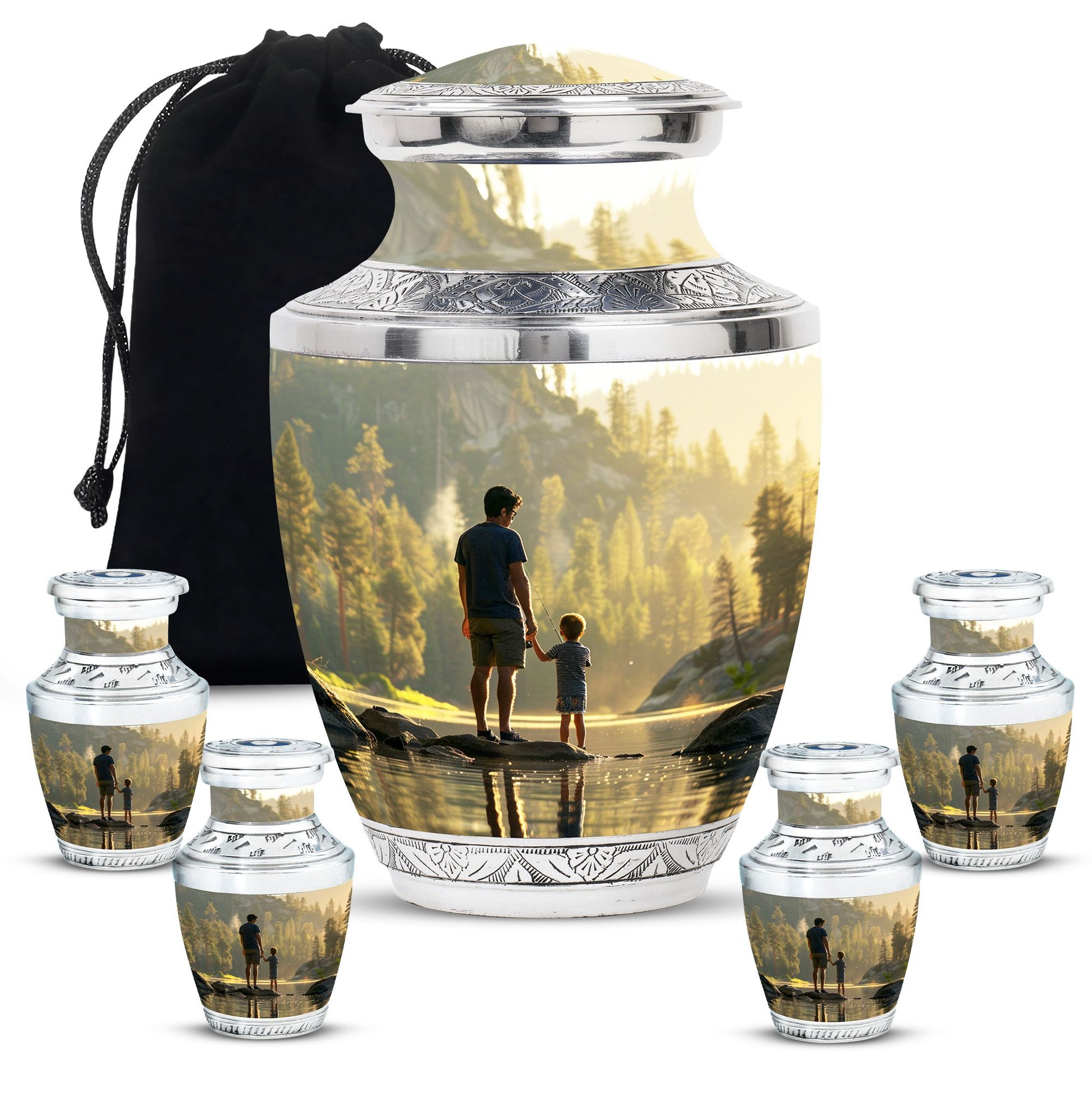Father & Son Fishing Memorial Urn - Funeral Urns For Human Ashes