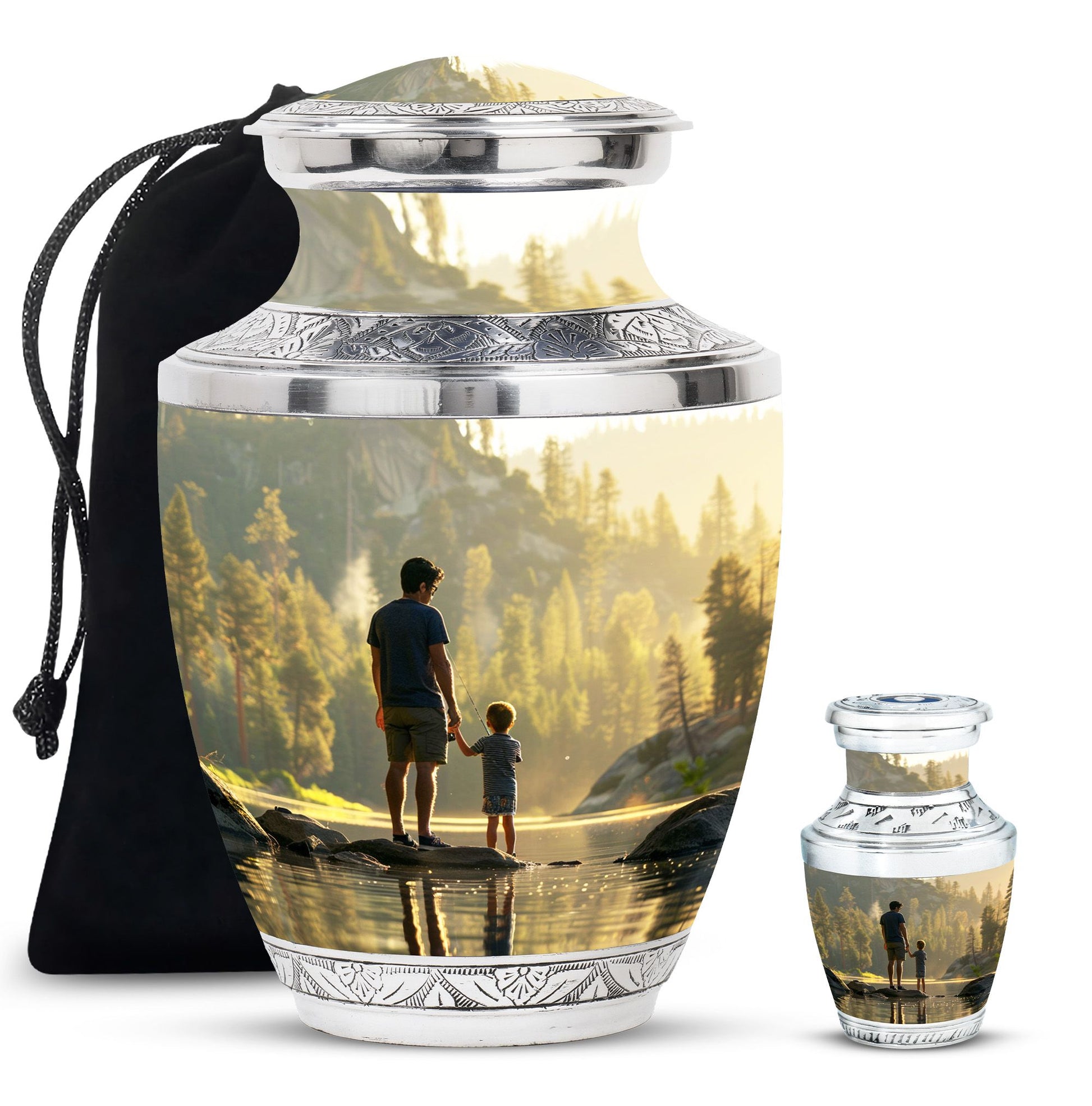 Father & Son Fishing Memorial Urn - Funeral Urns For Human Ashes