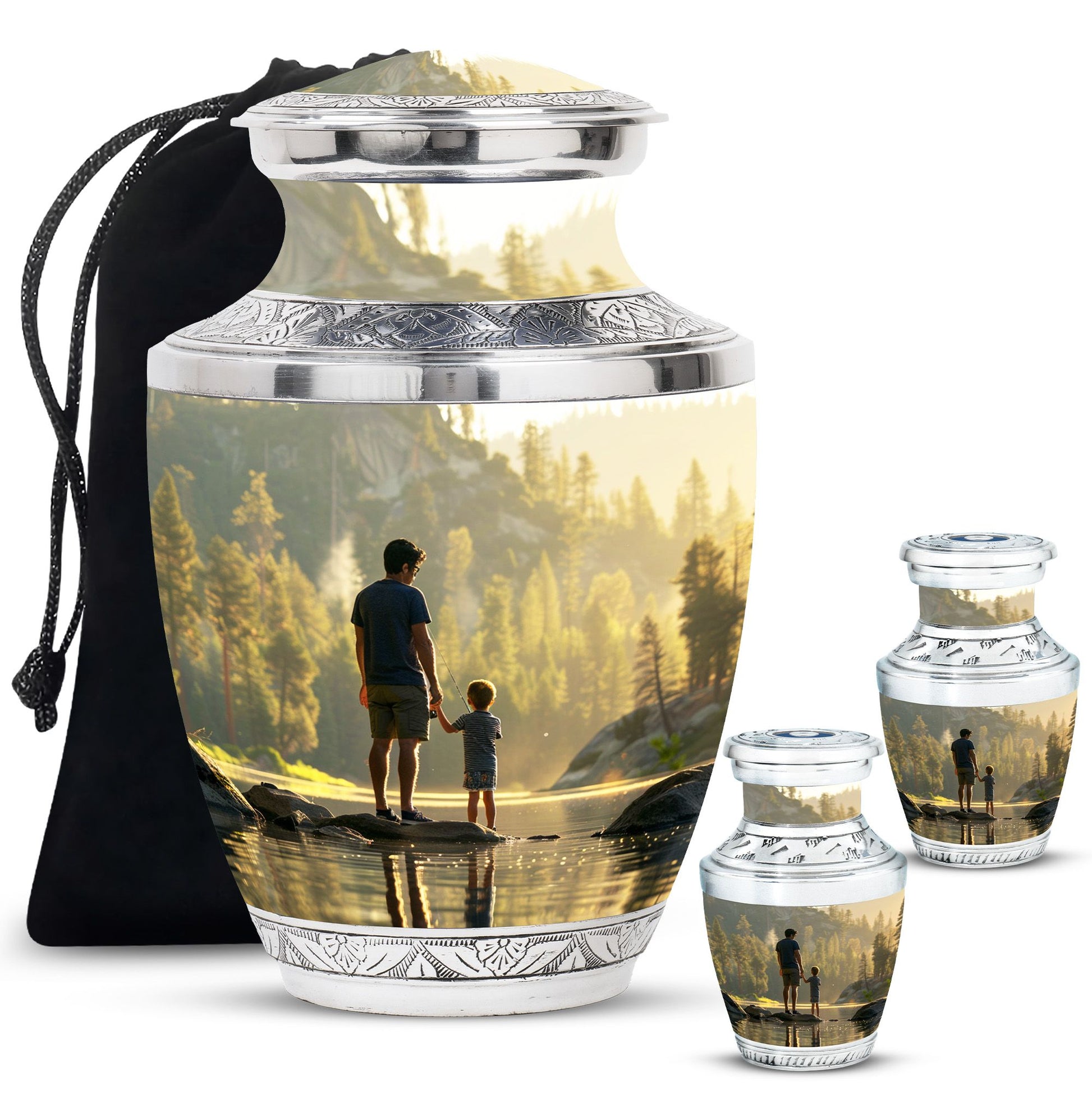 Father & Son Fishing Memorial Urn - Funeral Urns For Human Ashes