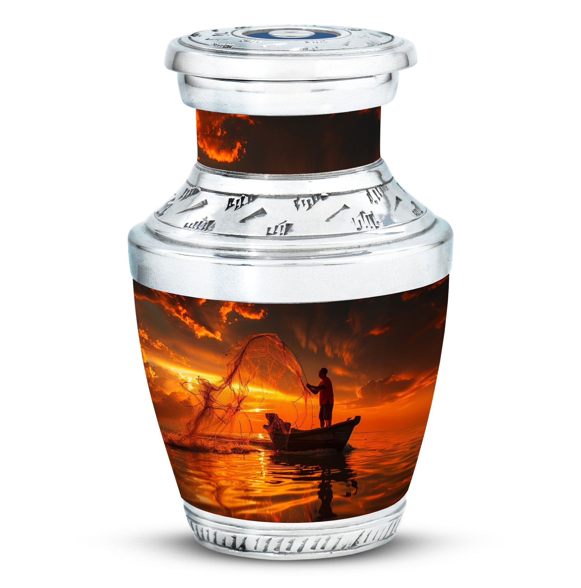 Sunset Memorial Urn For Ashes - Fishermen Cremation Urn For Adults
