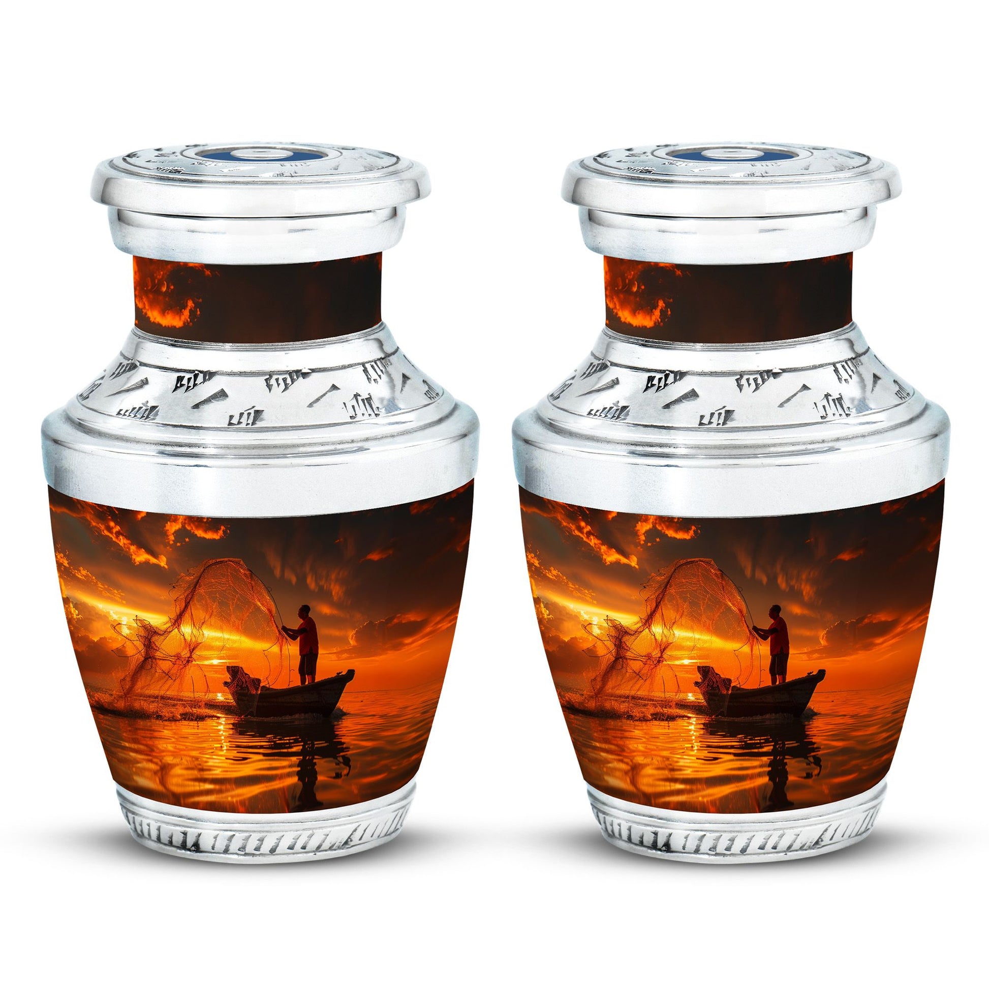 Sunset Memorial Urn For Ashes - Fishermen Cremation Urn For Adults