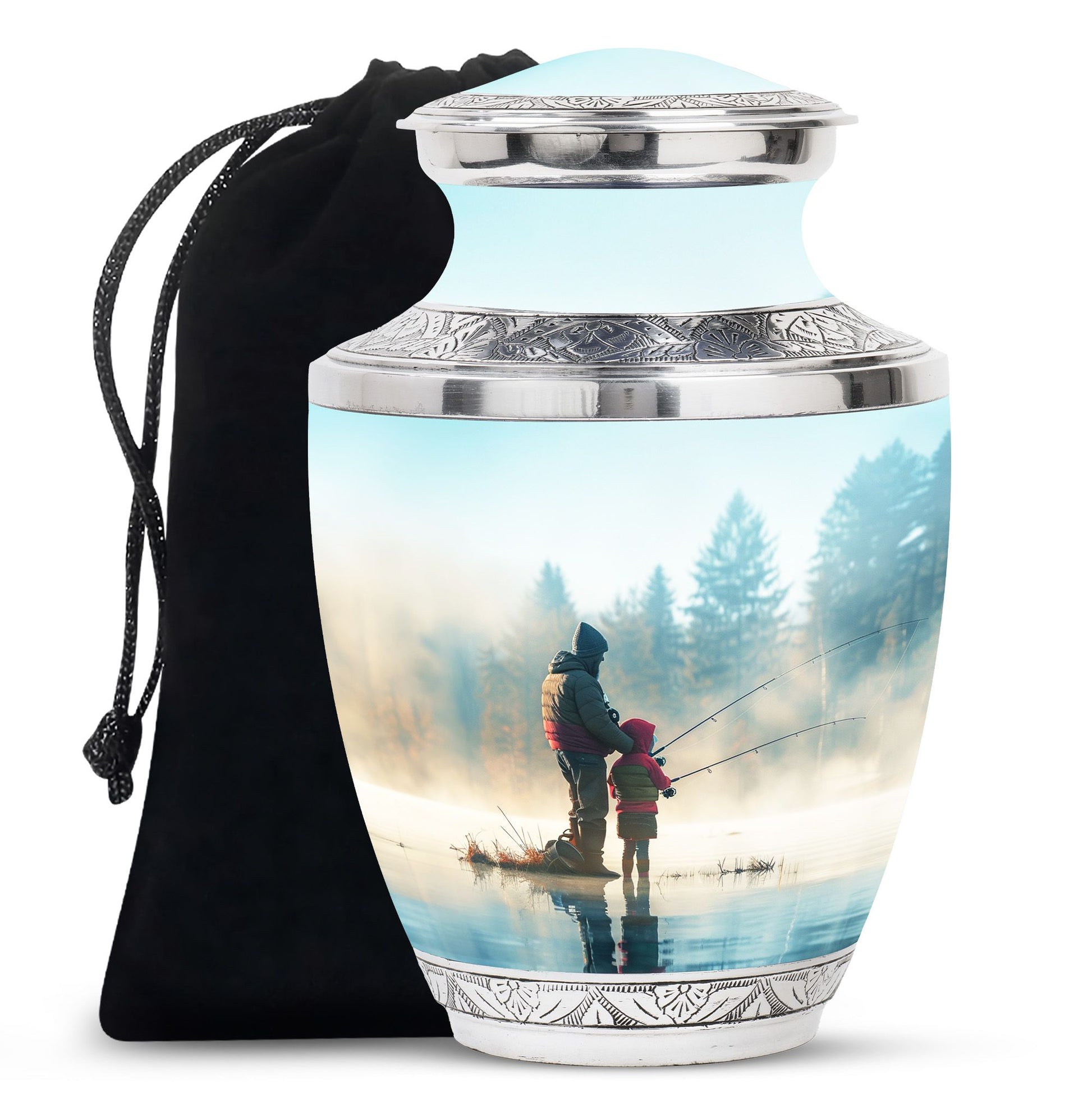Fishing Adult Cremation Urns For Ashes - Father And Daughter Memorial Urn