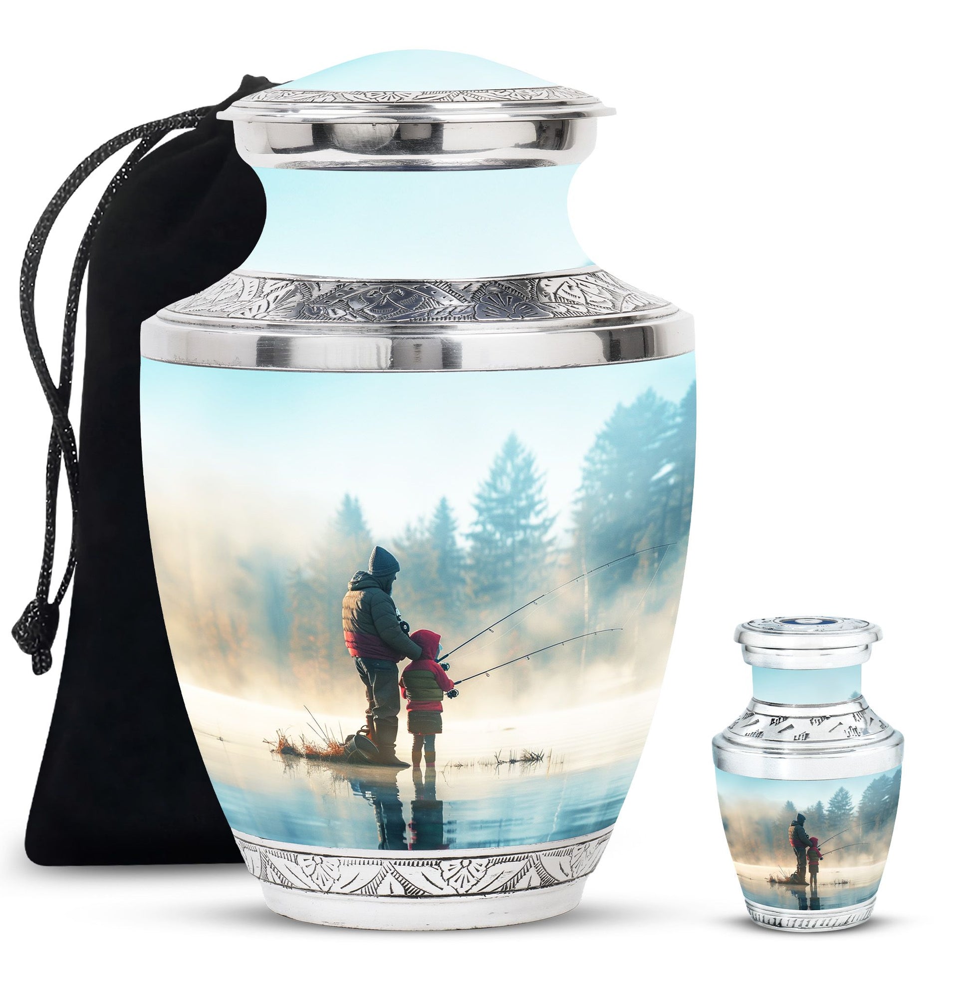 Fishing Adult Cremation Urns For Ashes - Father And Daughter Memorial Urn