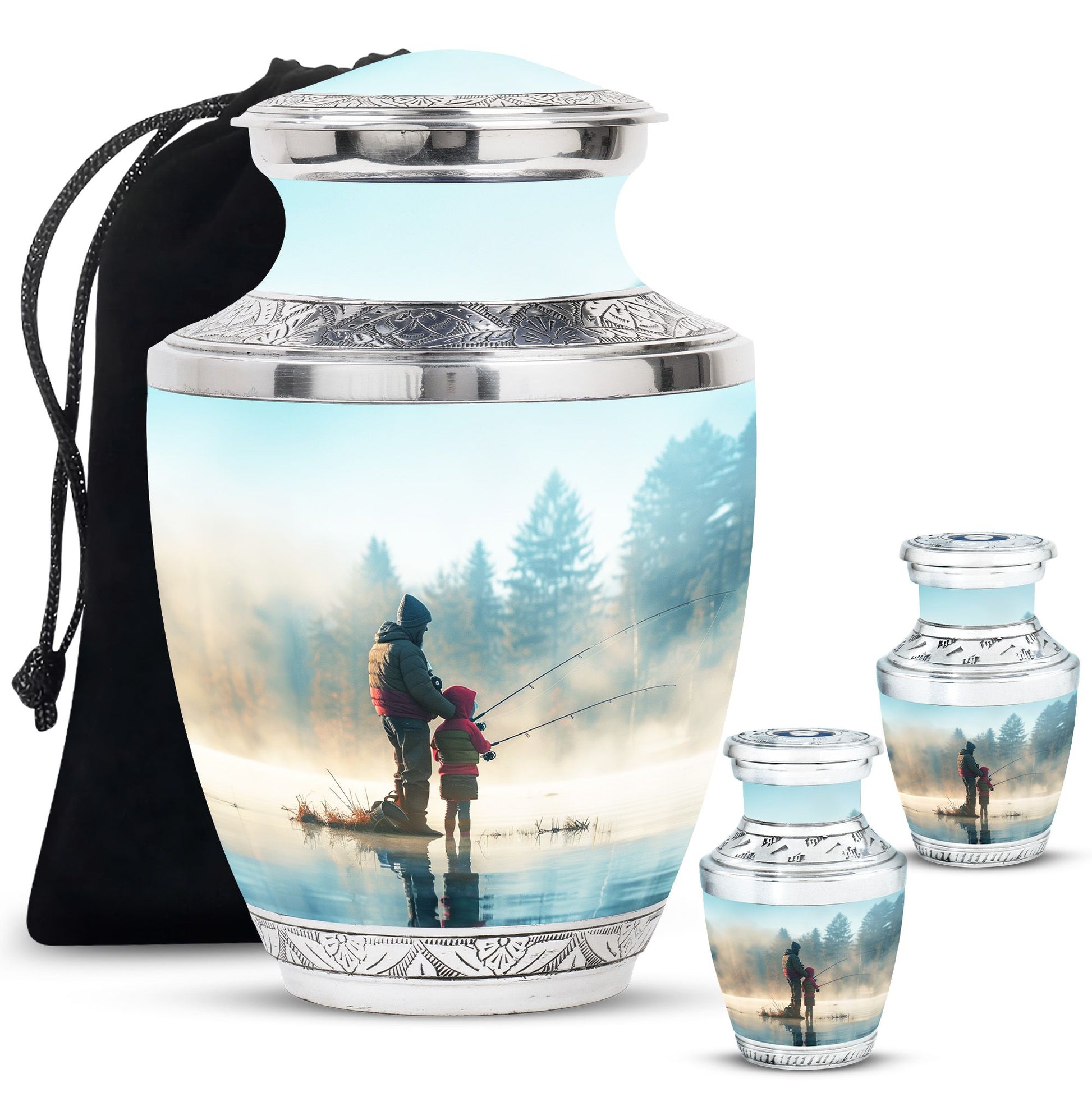 Fishing Adult Cremation Urns For Ashes - Father And Daughter Memorial Urn