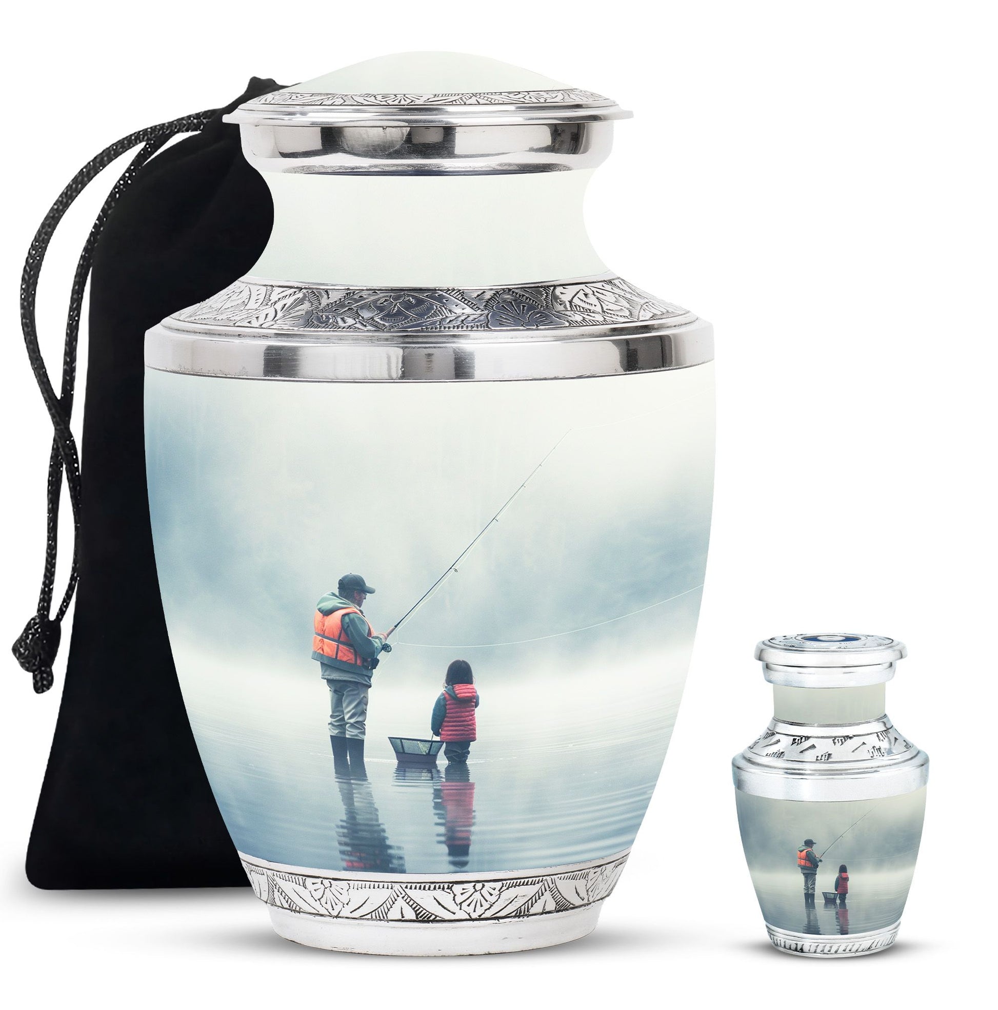 Fishing Memorial Urn For Fathers - Fishermen Cremation Urn For Funeral
