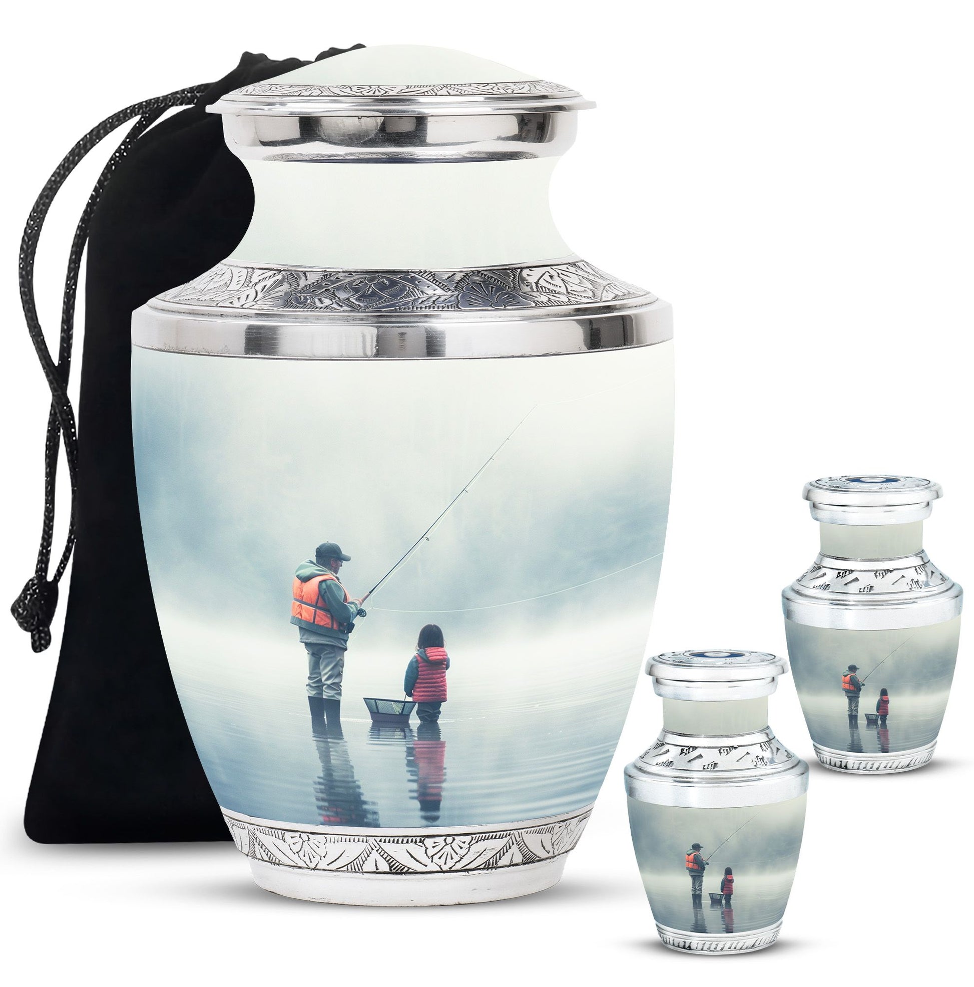 Fishing Memorial Urn For Fathers - Fishermen Cremation Urn For Funeral