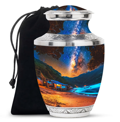 Personalized Beach Memorial Urn for Dad - 10-inch, 200 cu in - Yatskia