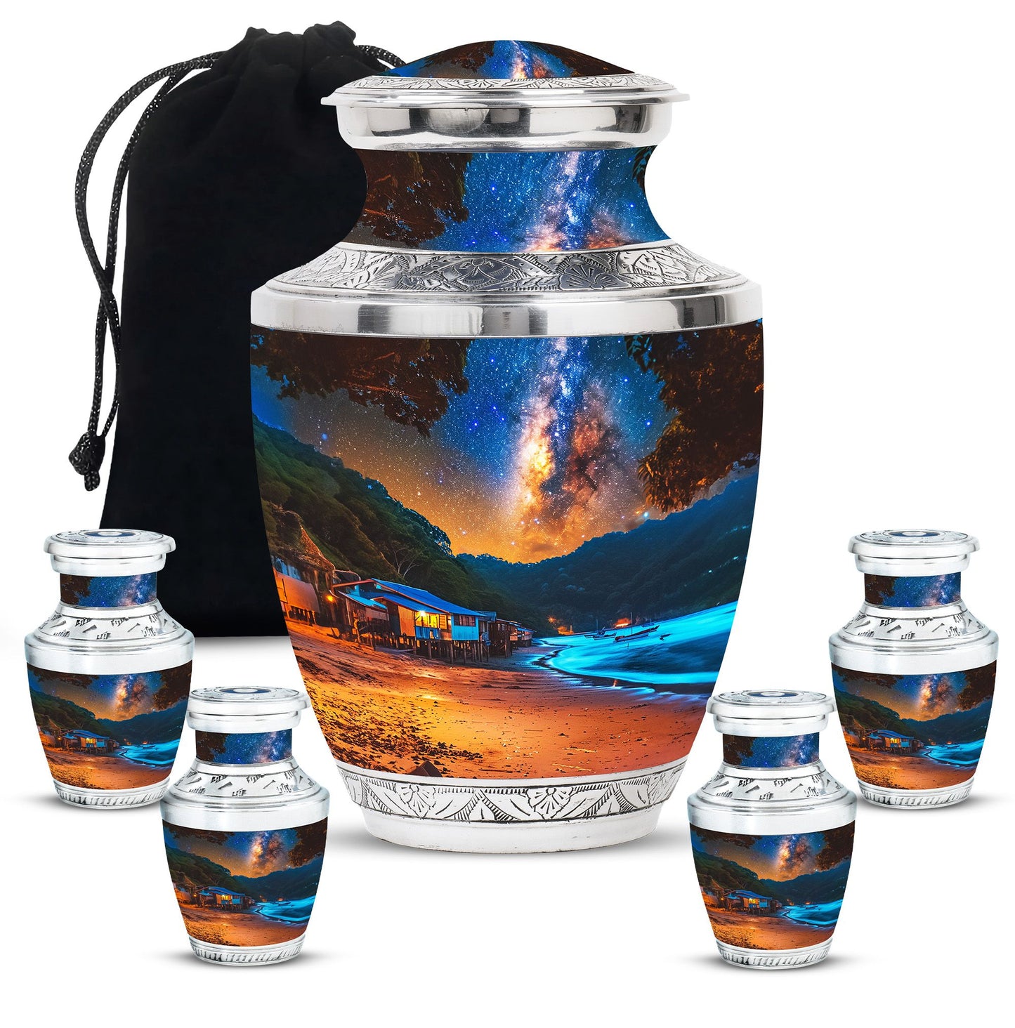Personalized Beach Memorial Urn for Dad - 10-inch, 200 cu in - Yatskia