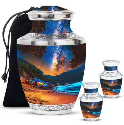 Personalized Beach Memorial Urn for Dad - 10-inch, 200 cu in - Yatskia