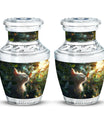 Majestic White Cat Urns For Funeral - Cat & Butterfly Memorial Urn