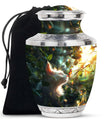 Majestic White Cat Urns For Funeral - Cat & Butterfly Memorial Urn