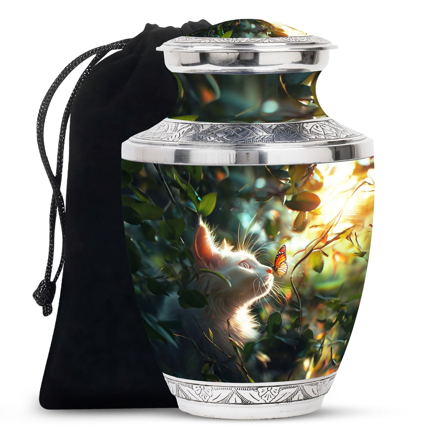 White Personalized Cat Memorial Urn for Pet Ashes - Yatskia