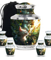 Majestic White Cat Urns For Funeral - Cat & Butterfly Memorial Urn