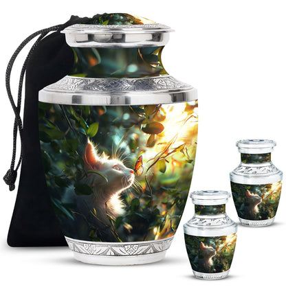 White Personalized Cat Memorial Urn for Pet Ashes - Yatskia