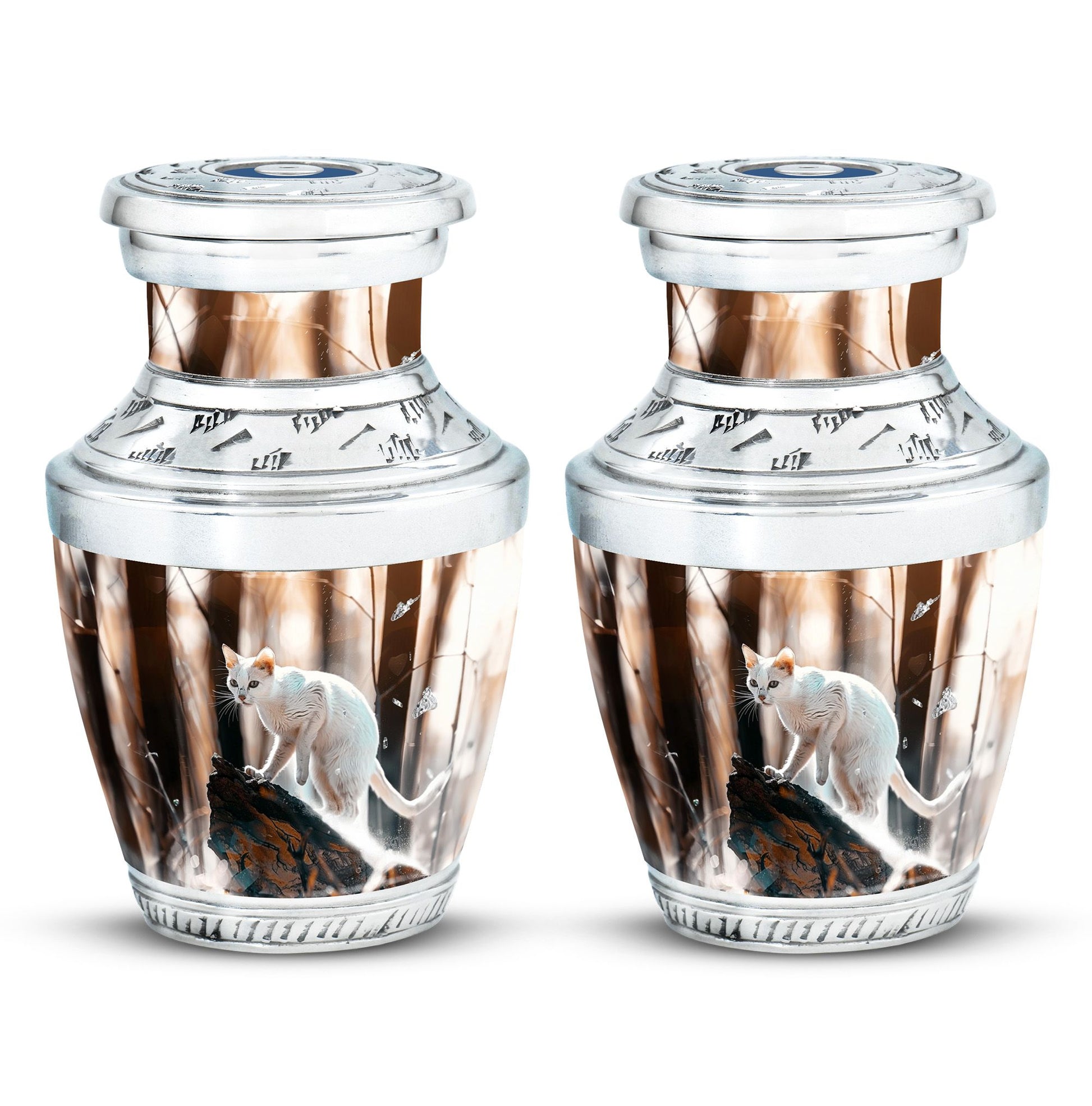 White Cat Ashes Urn For Cremation - Memorial Urns For Cat Lovers