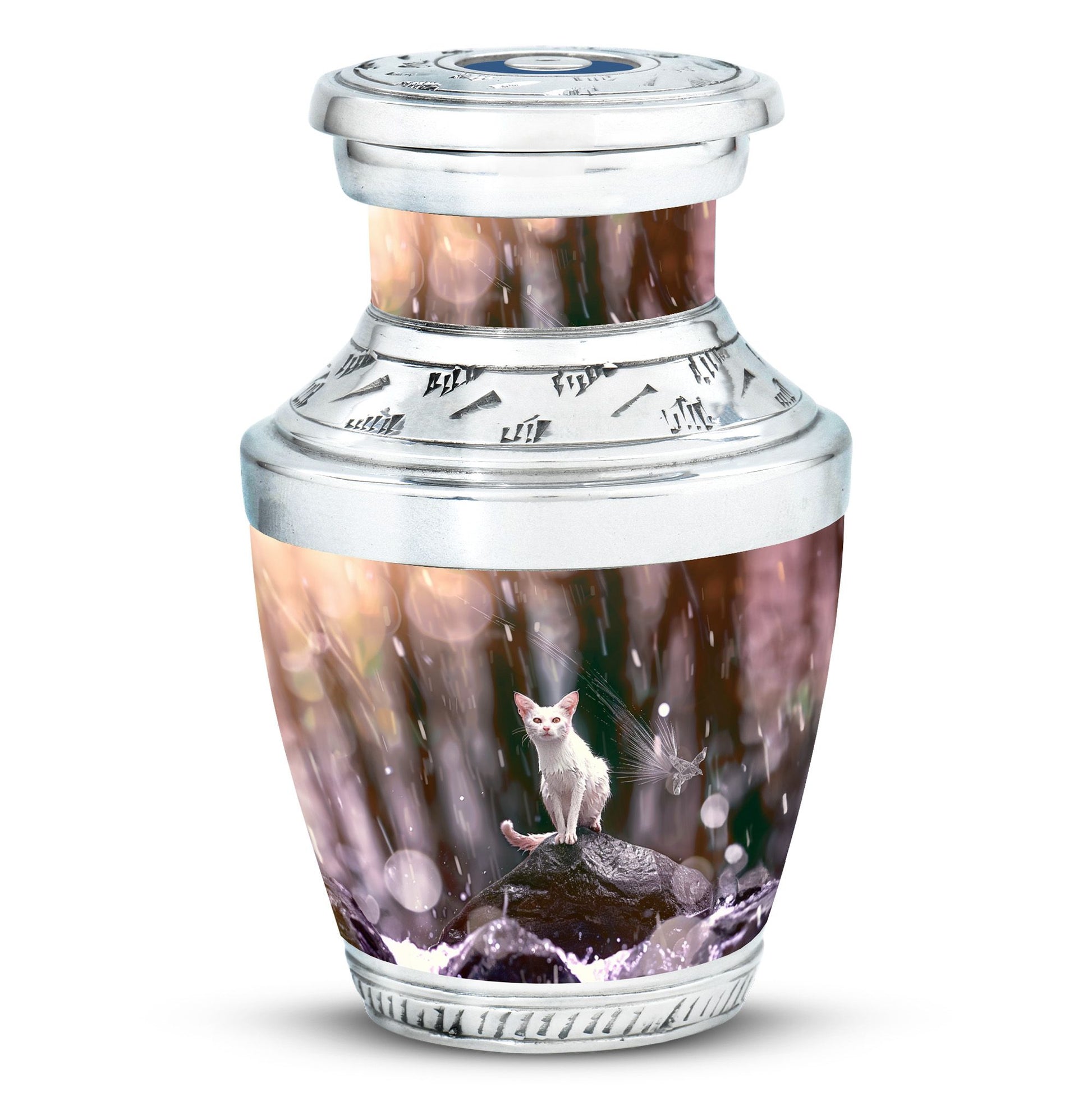 White Cat Cremation Urn For Mom Ashes - Pet Memorial Urn For Cats