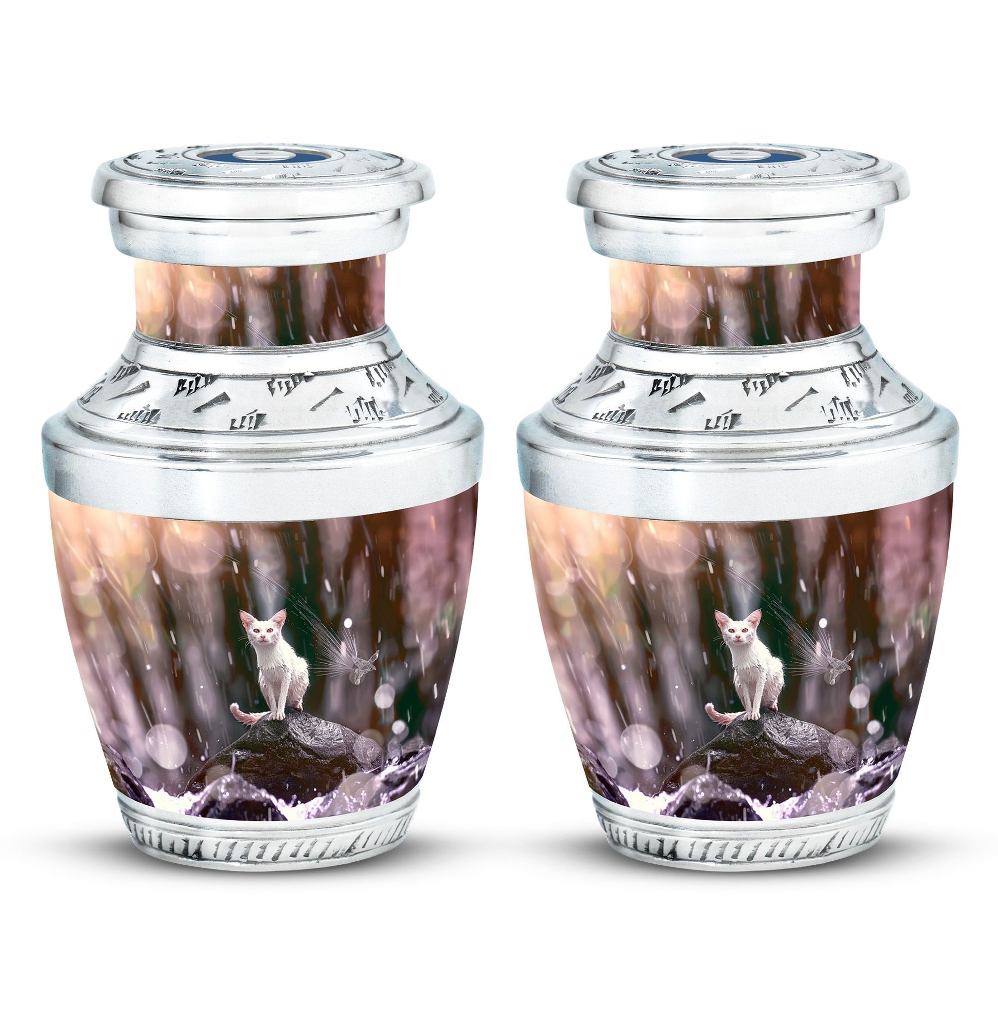 White Cat Cremation Urn For Mom Ashes - Pet Memorial Urn For Cats