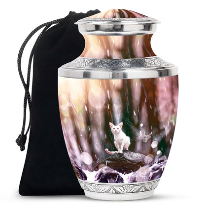 White Personalized Pet Cremation Urn for Pet Ashes - 10-inch, 200 cu in - Yatskia