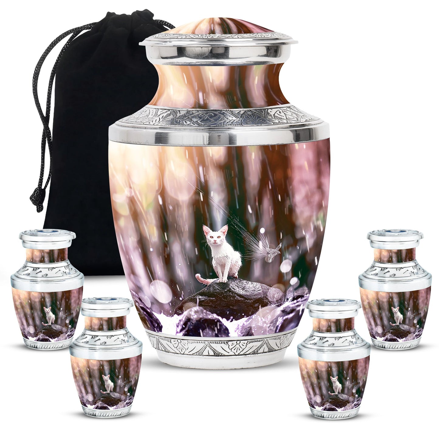 White Personalized Pet Cremation Urn for Pet Ashes - 10-inch, 200 cu in - Yatskia