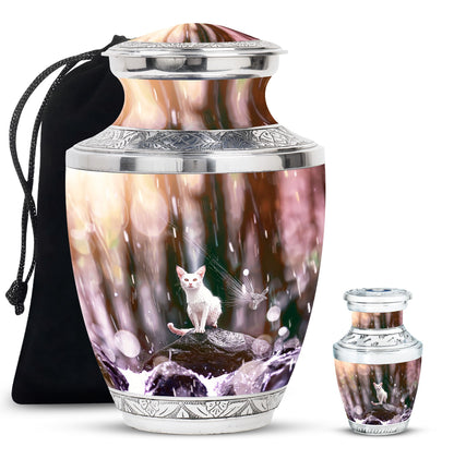 White Personalized Pet Cremation Urn for Pet Ashes - 10-inch, 200 cu in - Yatskia