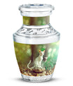White Cat Urns For Funeral Ashes - Green Pet Cremation Urn For Cats