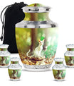 White Cat Urns For Funeral Ashes - Green Pet Cremation Urn For Cats