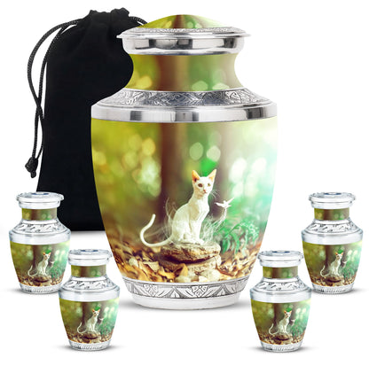White Personalized Pet Cremation Urn for Pet Ashes - 10-inch, 200 cu in - Yatskia